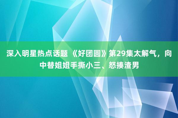 深入明星热点话题 《好团圆》第29集太解气，向中替姐姐手撕小三、怒揍渣男